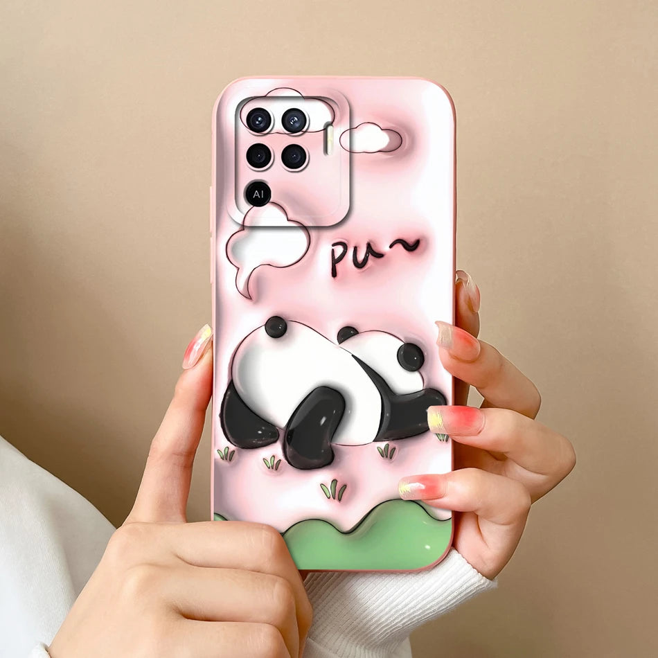 Cover in Silicone Liquido per OPPO Reno 5 / 5F / 5 Lite / 5Z / 5K – Design Carino, Protezione Totale