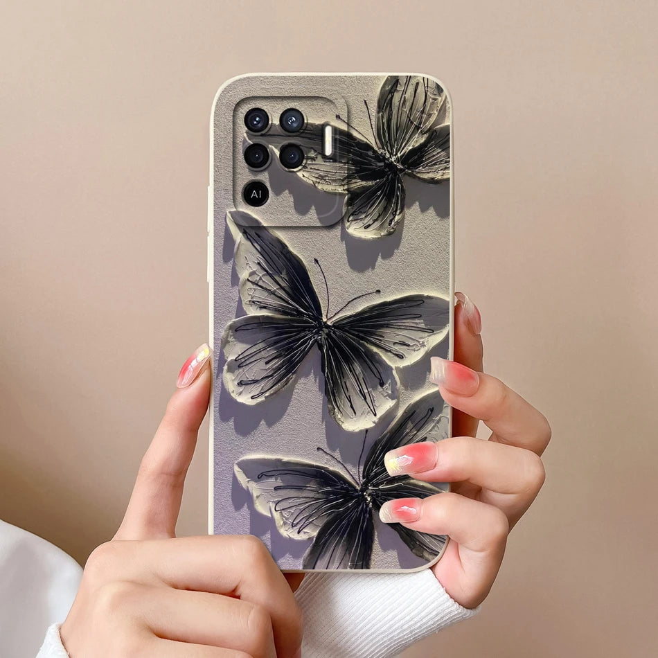 Cover in Silicone Liquido per OPPO Reno 5 / 5F / 5 Lite / 5Z / 5K – Design Carino, Protezione Totale