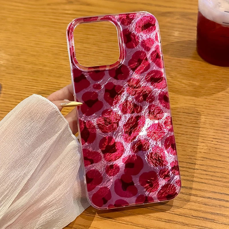 Cover iPhone Stampa Leopardo Rosa – Silicone Traforato Vortex | iPhone 7-17 Pro Max