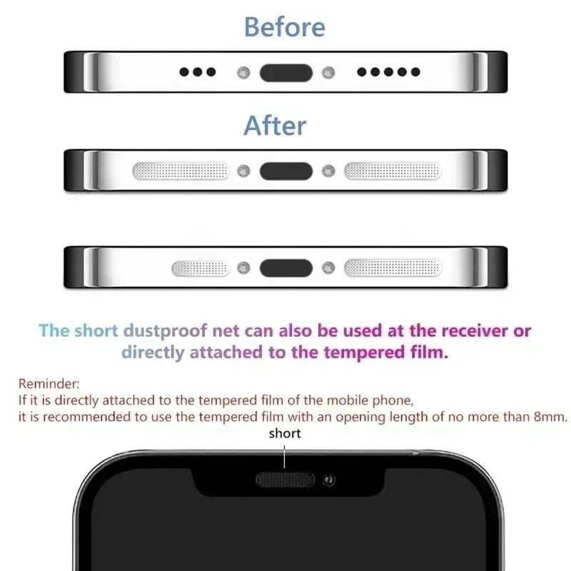 Rete Antipolvere Adesiva in Metallo per Smartphone – Protezione Altoparlante e Porta di Ricarica – Set da 1 a 12 Pz