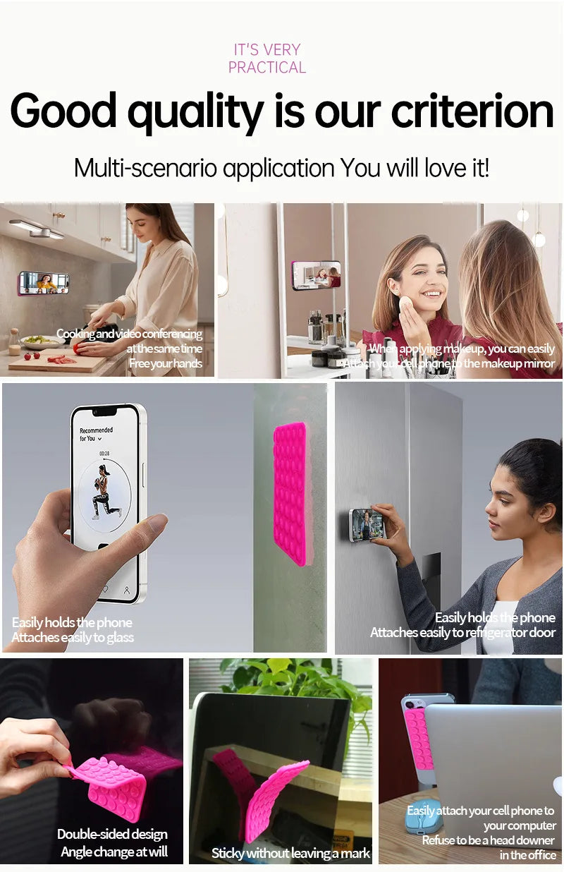Supporto Adesivo in Silicone a Ventosa per Smartphone – Selfie, Video e Parete | 1 o 3 Pezzi