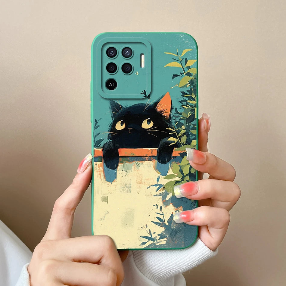 Cover in Silicone Liquido per OPPO Reno 5 / 5F / 5 Lite / 5Z / 5K – Design Carino, Protezione Totale