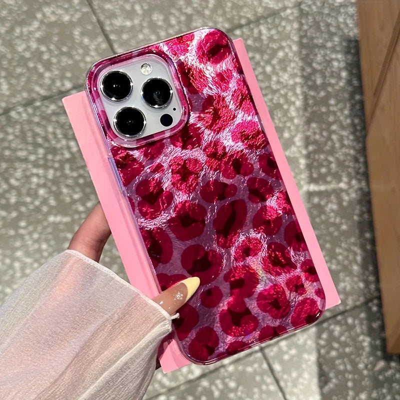 Cover iPhone Stampa Leopardo Rosa – Silicone Traforato Vortex | iPhone 7-17 Pro Max