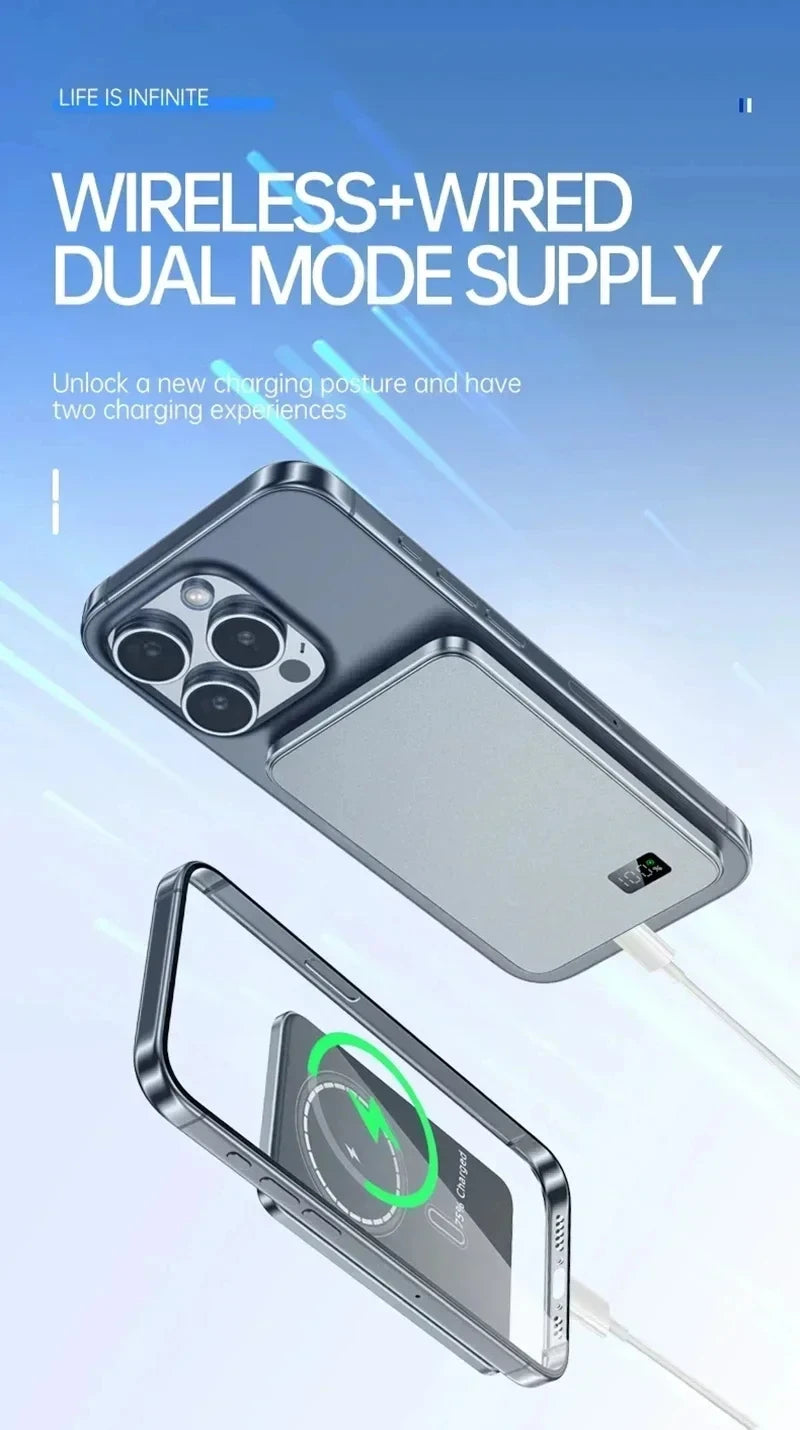 Power Bank Magnetico MagSafe Ultra Slim con Display LED – Ricarica Rapida 120W – iPhone 12 / 13 / 14 / 15 / 16 e Android