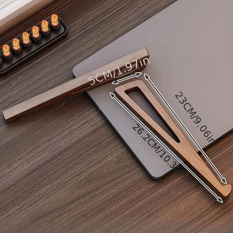 Supporto Laptop Pieghevole in Legno – Angolo Regolabile 12° | Design Triangolare | Set da 2 Pezzi