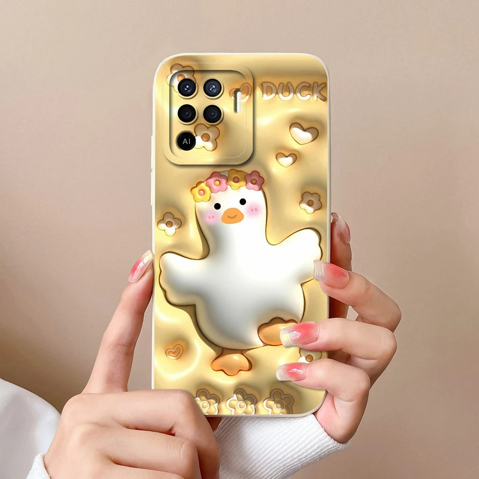 Cover in Silicone Liquido per OPPO Reno 5 / 5F / 5 Lite / 5Z / 5K – Design Carino, Protezione Totale