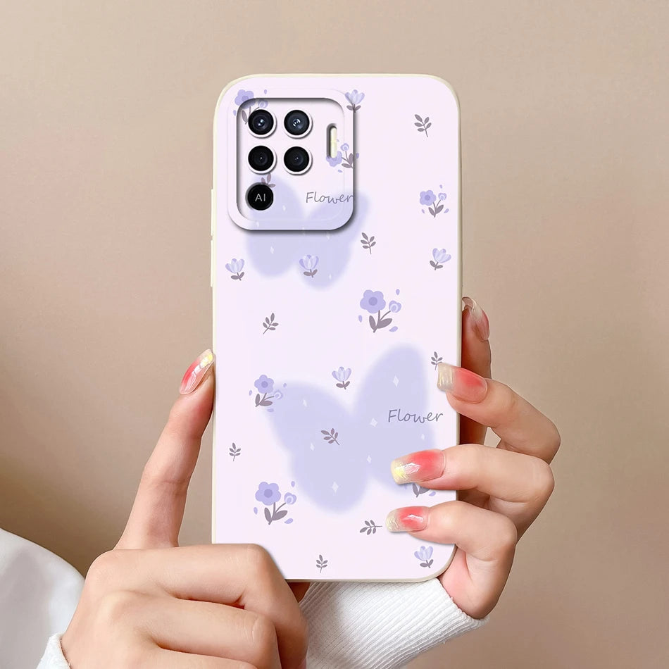 Cover in Silicone Liquido per OPPO Reno 5 / 5F / 5 Lite / 5Z / 5K – Design Carino, Protezione Totale