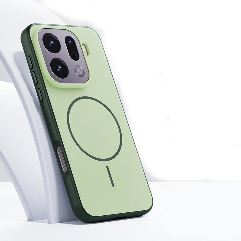 Cover Magnetica Bicolore Opaca per OPPO Find X9 e X9 Pro – PC + TPU con Tasto in Metallo