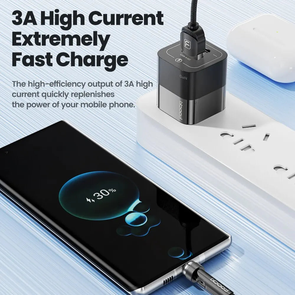 Cavo Magnetico Toocki 540° Rotante – Ricarica Rapida 3A | USB-C, Lightning, Micro USB | 1m o 2m