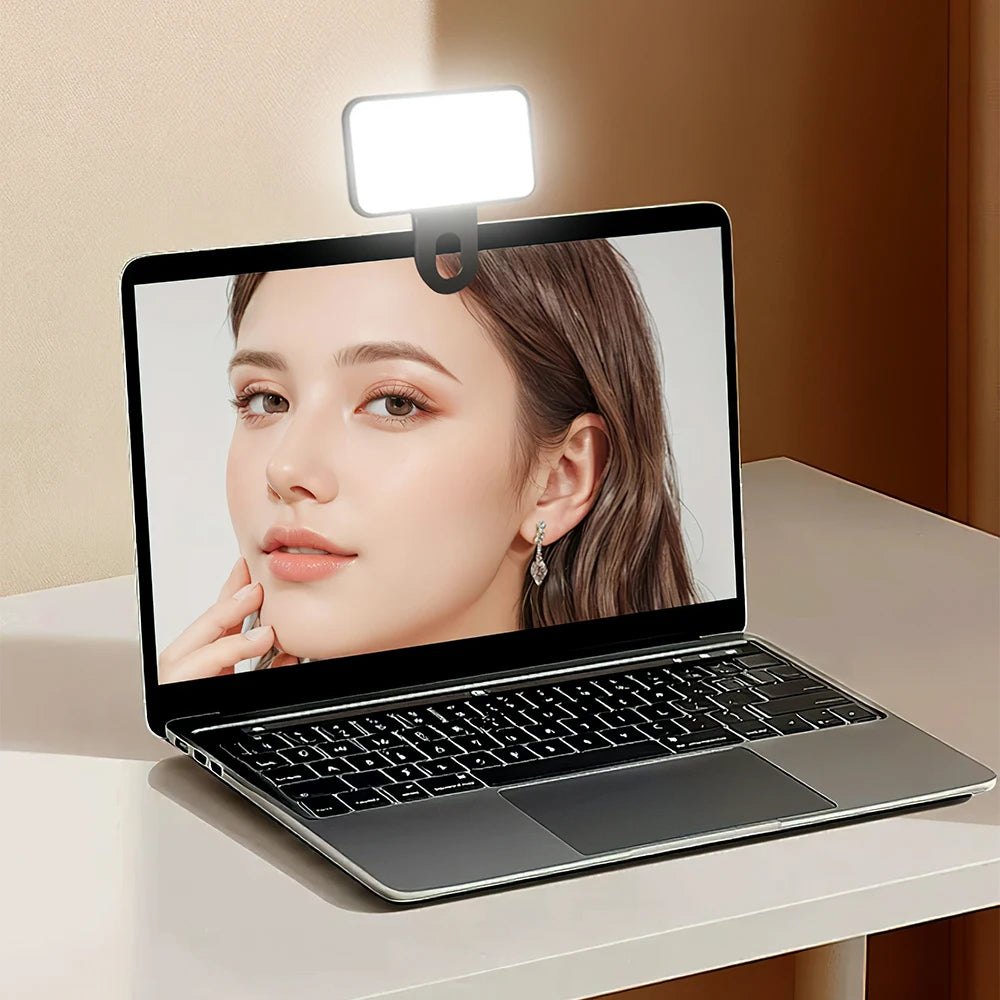 Mini Luce Fill Light LED Ricaricabile – 3 Modalità di Luminosità – Selfie, Fotografia e Videoconferenza per Smartphone e PC