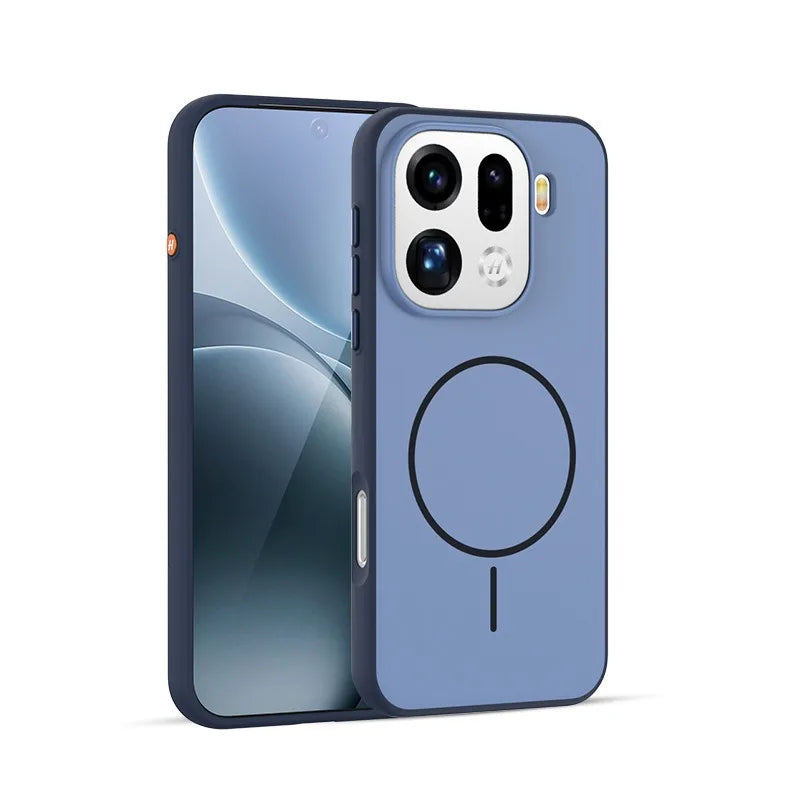 Cover Magnetica Bicolore Opaca per OPPO Find X9 e X9 Pro – PC + TPU con Tasto in Metallo