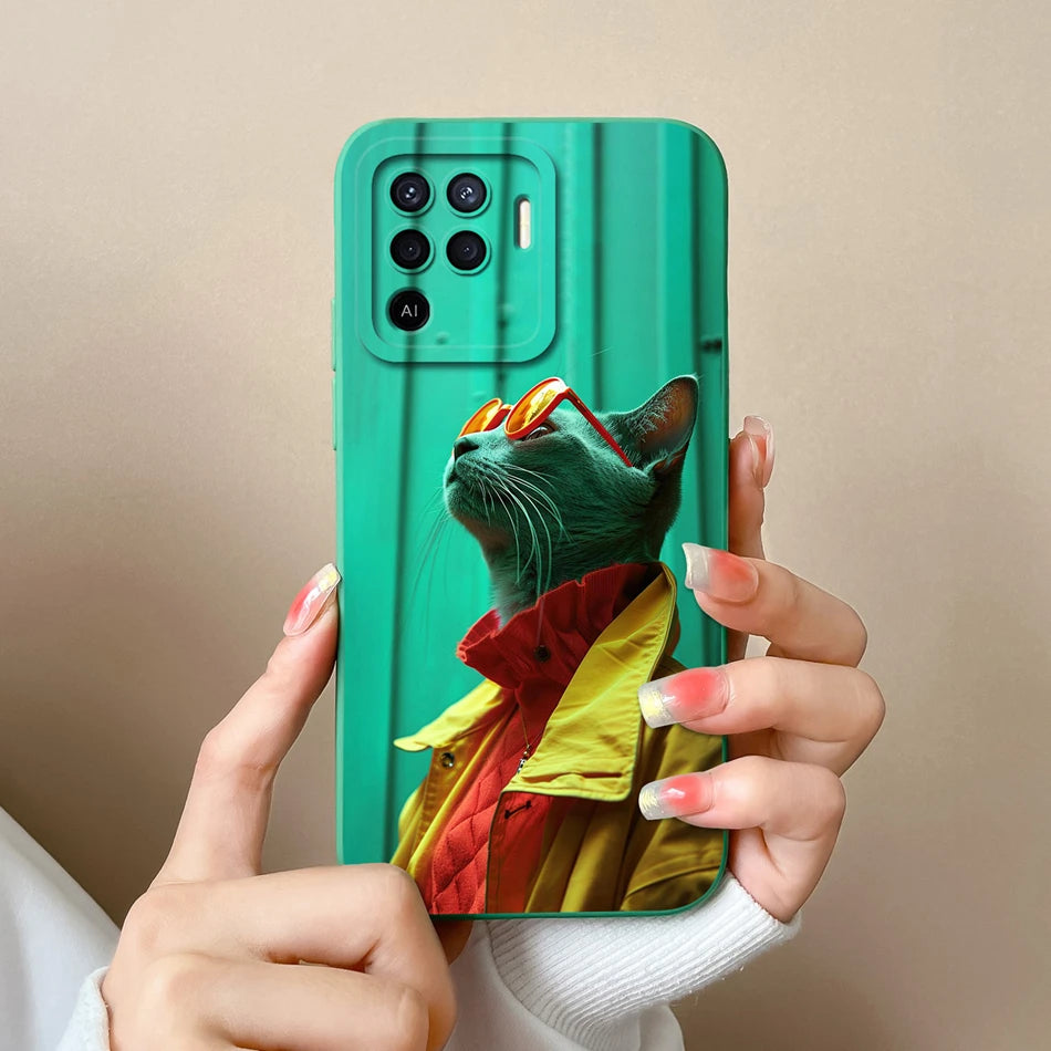 Cover in Silicone Liquido per OPPO Reno 5 / 5F / 5 Lite / 5Z / 5K – Design Carino, Protezione Totale