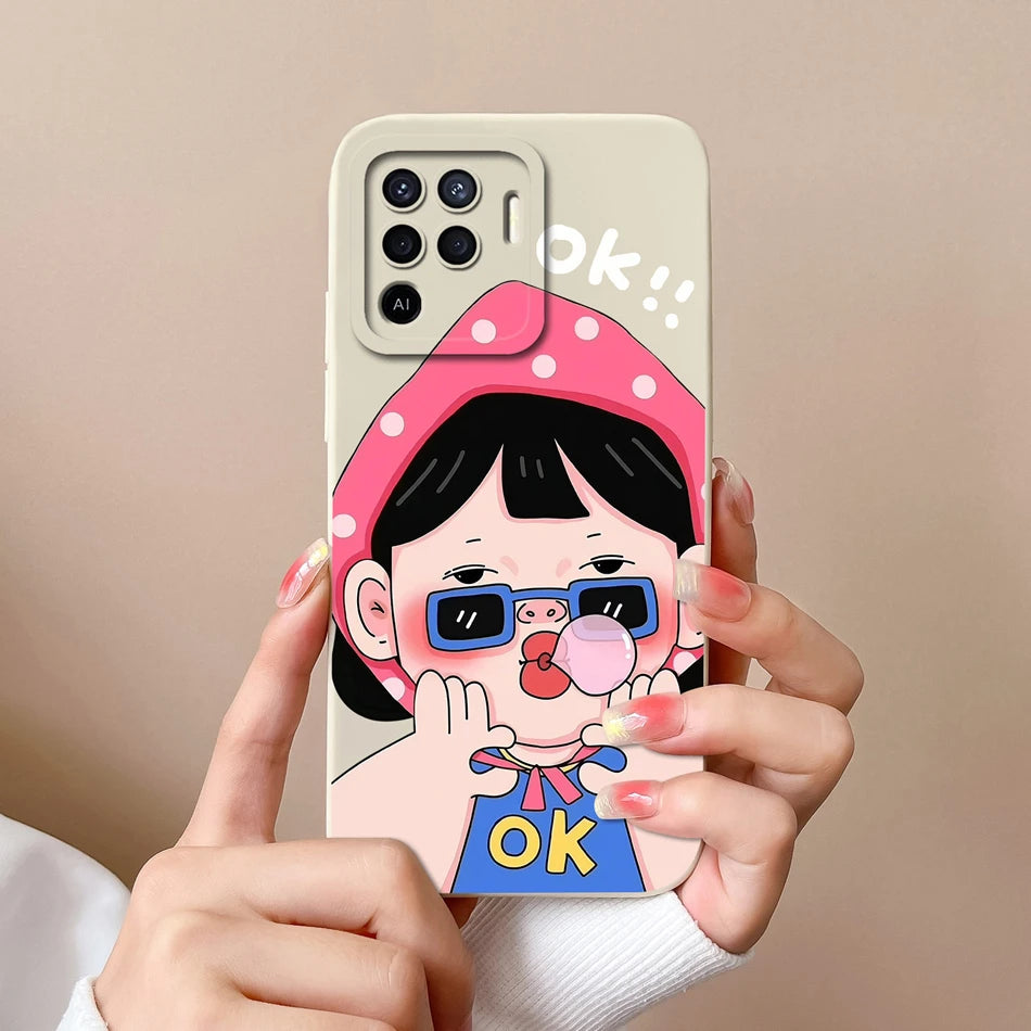 Cover in Silicone Liquido per OPPO Reno 5 / 5F / 5 Lite / 5Z / 5K – Design Carino, Protezione Totale