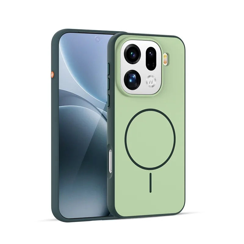 Cover Magnetica Bicolore Opaca per OPPO Find X9 e X9 Pro – PC + TPU con Tasto in Metallo