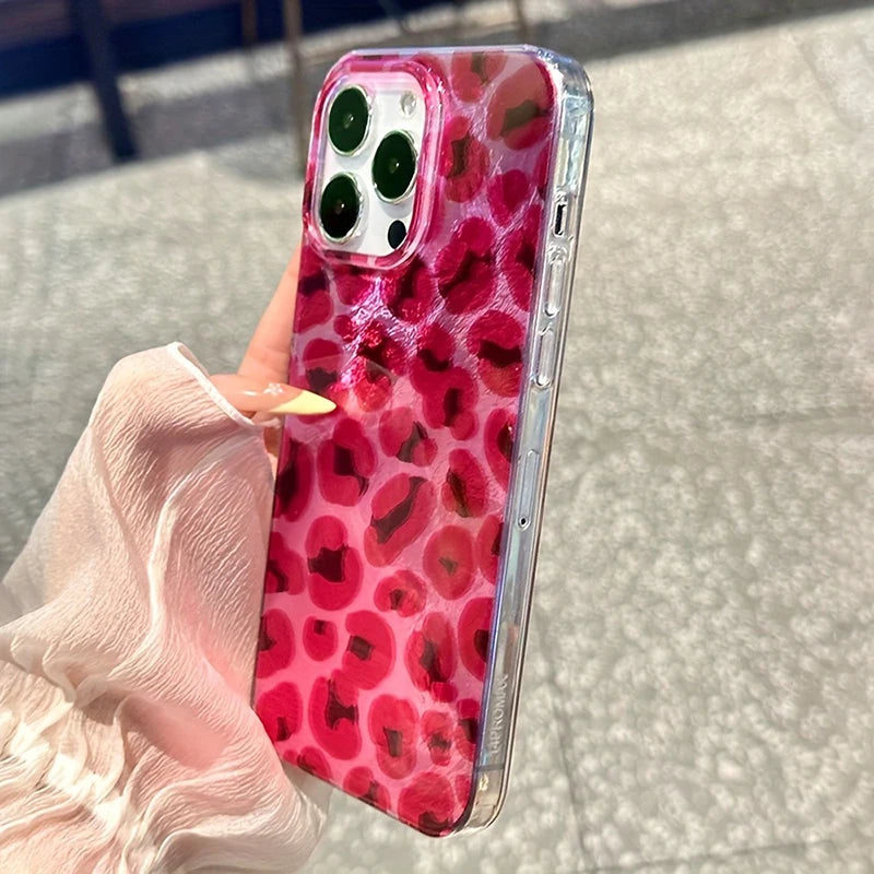 Cover iPhone Stampa Leopardo Rosa – Silicone Traforato Vortex | iPhone 7-17 Pro Max