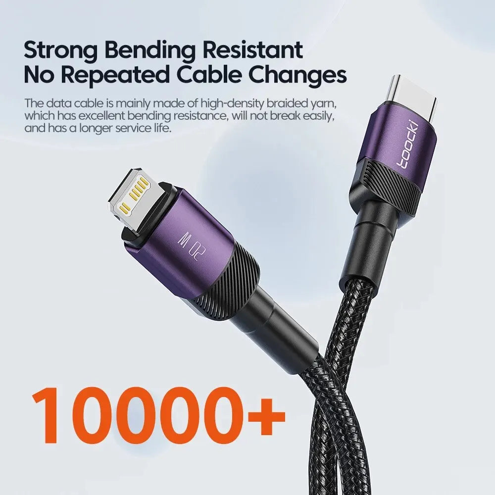 Cavo Toocki USB-C a Lightning PD 20W per iPhone 15 14 13 12 11 Pro XS 8 – Ricarica Rapida e Trasferimento Dati