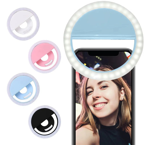 Anello LED Selfie con Ricarica USB – Luce Fill Light per Foto, Video e Live Streaming – Compatibile con tutti gli Smartphone