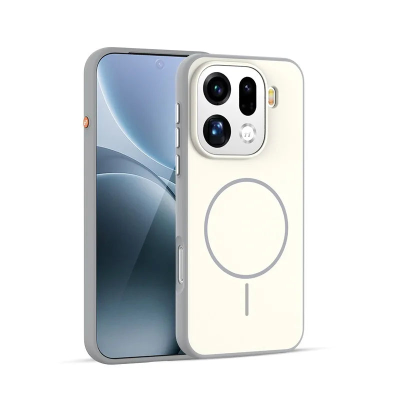 Cover Magnetica Bicolore Opaca per OPPO Find X9 e X9 Pro – PC + TPU con Tasto in Metallo
