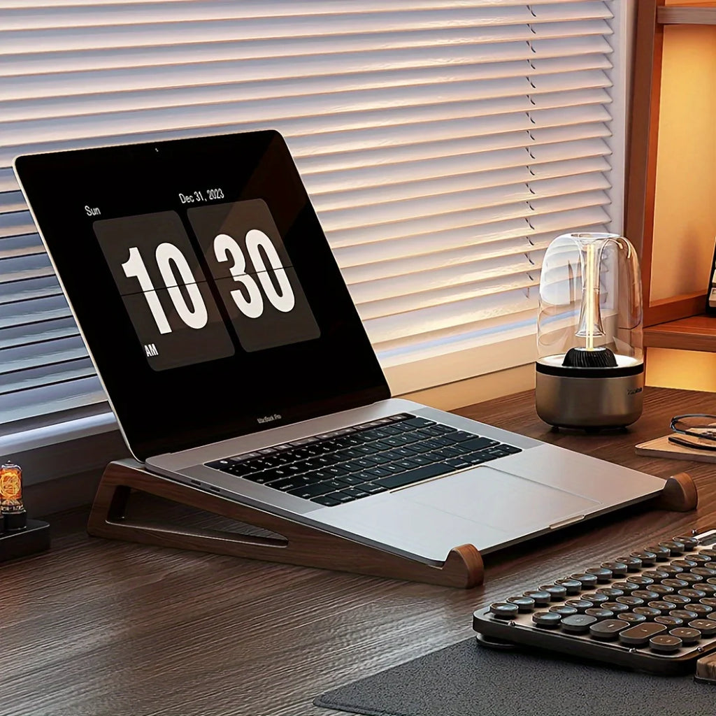 Supporto Laptop Pieghevole in Legno – Angolo Regolabile 12° | Design Triangolare | Set da 2 Pezzi