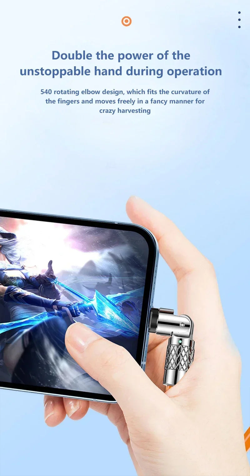 Cavo USB-C 120W 7A Ricarica Rapida con Gomito 180° per Gaming – Compatibile Xiaomi, Redmi, Honor
