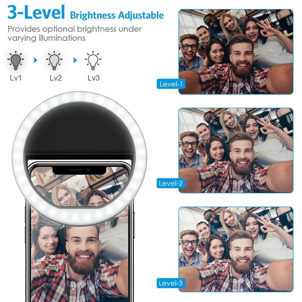 Ring Light LED Portatile Ricaricabile 240 LED – Luce Fill Light per Selfie, Live Streaming e Fotografia con Supporto Smartphone