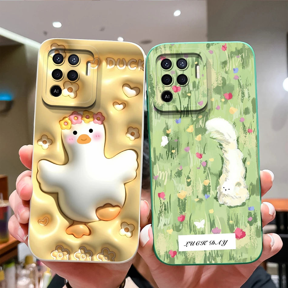 Cover in Silicone Liquido per OPPO Reno 5 / 5F / 5 Lite / 5Z / 5K – Design Carino, Protezione Totale