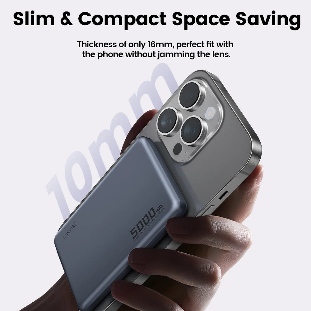 Power Bank Magnetico Toocki 5000/10000mAh – Ricarica Wireless 15W MagSafe + PD 20W | iPhone 13-17