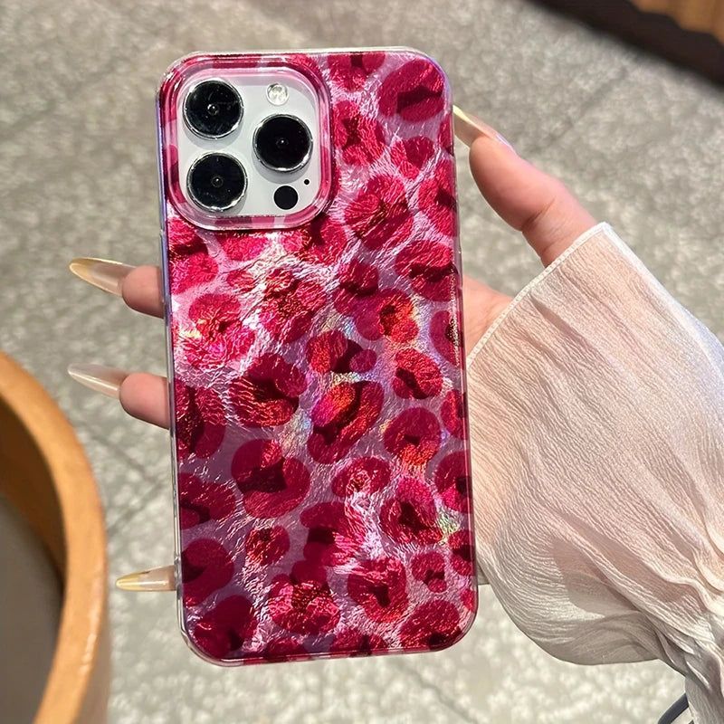 Cover iPhone Stampa Leopardo Rosa – Silicone Traforato Vortex | iPhone 7-17 Pro Max