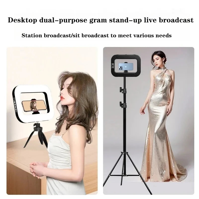 Ring Light LED Portatile Ricaricabile 240 LED – Luce Fill Light per Selfie, Live Streaming e Fotografia con Supporto Smartphone