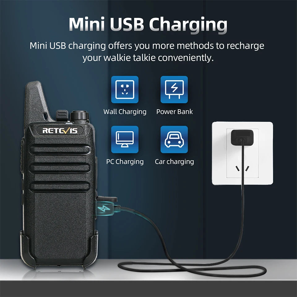Retevis RT622 Mini Walkie Talkie – Set da 4 Pz PMR446/FRS Radio Portatile per Hotel, Ristorante, Campeggio