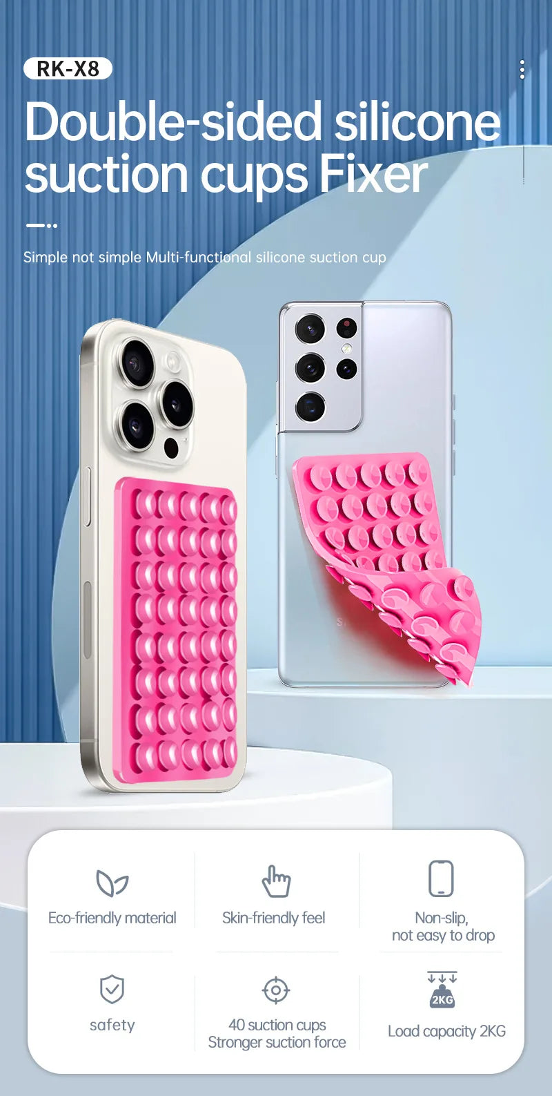 Supporto Adesivo in Silicone a Ventosa per Smartphone – Selfie, Video e Parete | 1 o 3 Pezzi