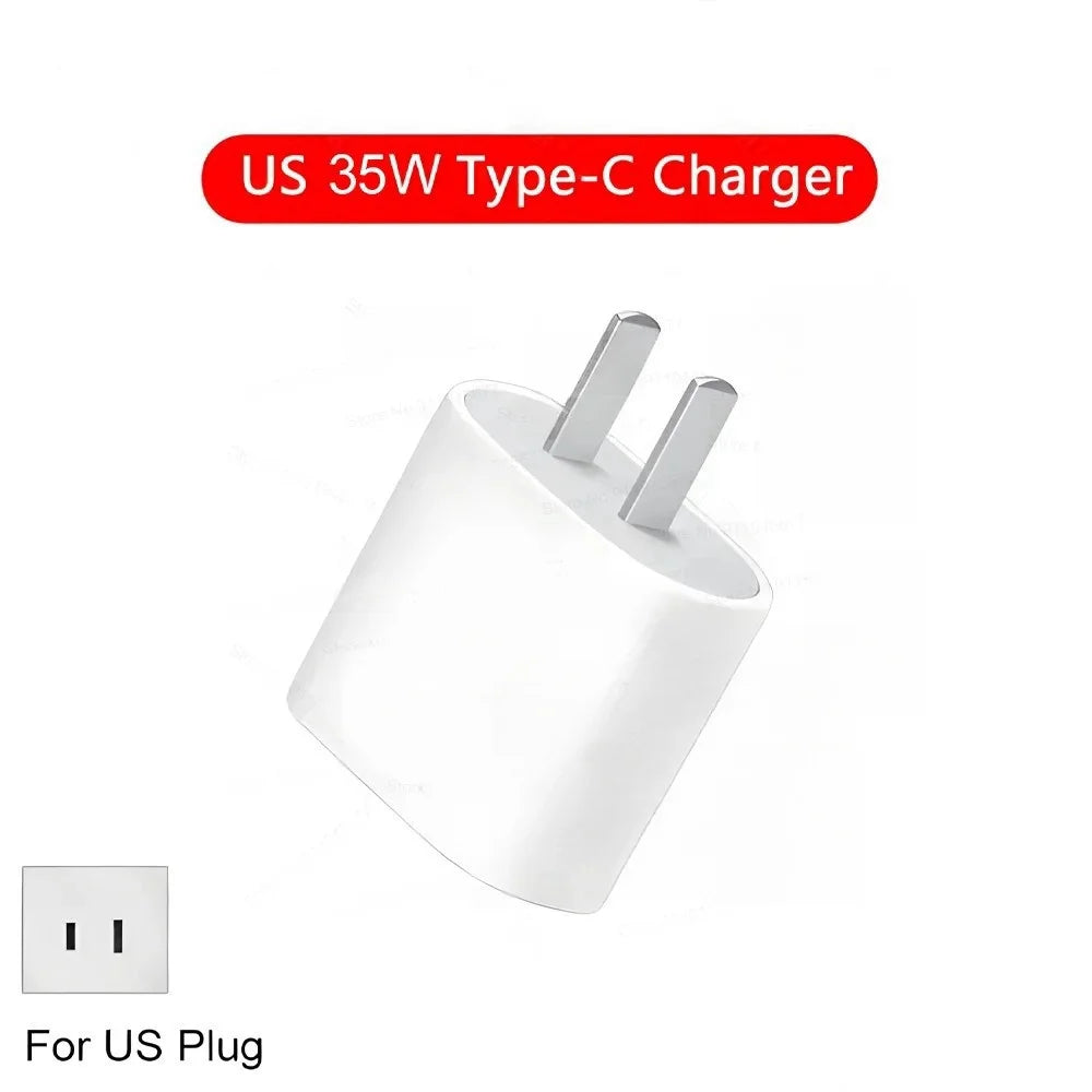 Caricatore USB-C PD 35W Ricarica Rapida per iPhone 15 14 13 12 11 Pro Max – Kit 2in1 con Cavo