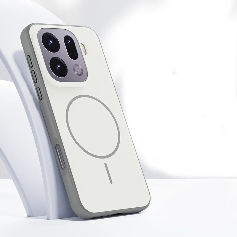 Cover Magnetica Bicolore Opaca per OPPO Find X9 e X9 Pro – PC + TPU con Tasto in Metallo