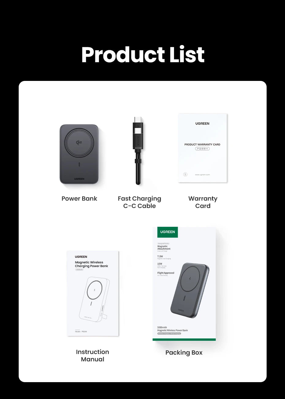 UGREEN Power Bank Magnetico 10000mAh Qi2 – Ricarica Wireless 15W + Cablata 30W/20W per iPhone 17 16 15 Pro Max
