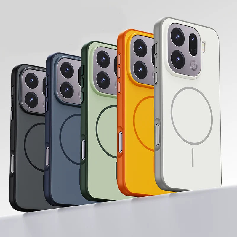 Cover Magnetica Bicolore Opaca per OPPO Find X9 e X9 Pro – PC + TPU con Tasto in Metallo