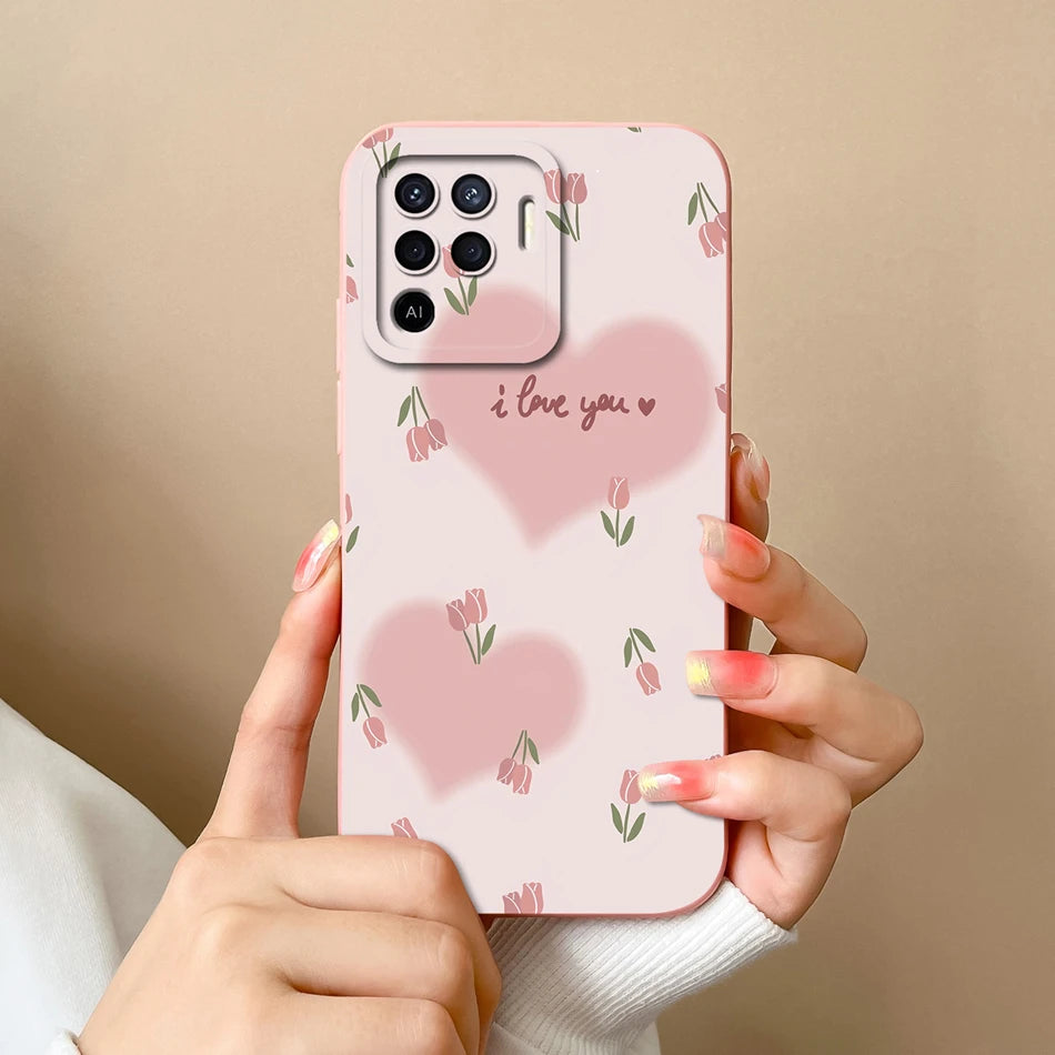 Cover in Silicone Liquido per OPPO Reno 5 / 5F / 5 Lite / 5Z / 5K – Design Carino, Protezione Totale