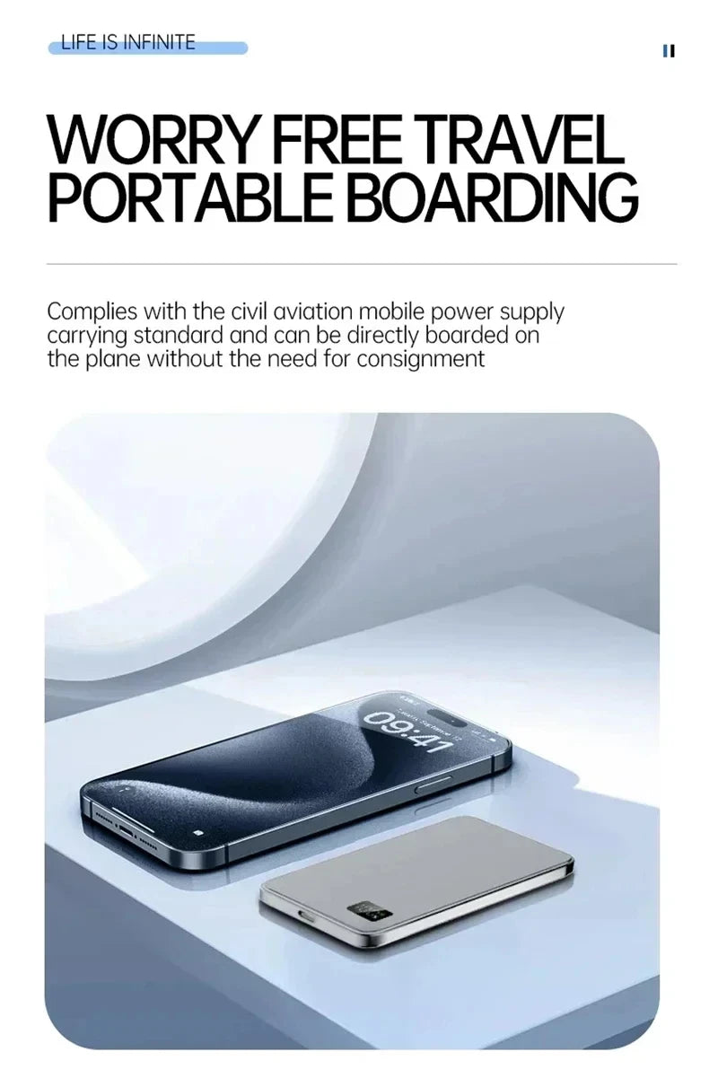 Power Bank Magnetico MagSafe Ultra Slim con Display LED – Ricarica Rapida 120W – iPhone 12 / 13 / 14 / 15 / 16 e Android
