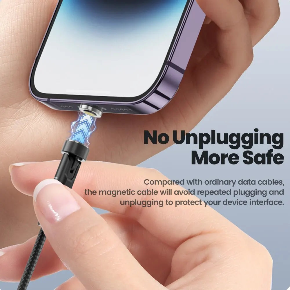 Cavo Magnetico Toocki 540° Rotante – Ricarica Rapida 3A | USB-C, Lightning, Micro USB | 1m o 2m